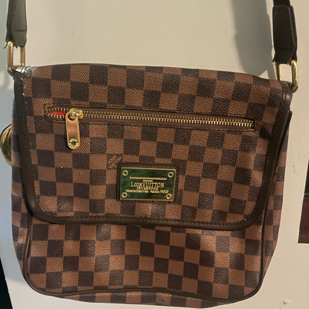 Louis Vuitton Brown and Tan Checkered Shoulder Bag